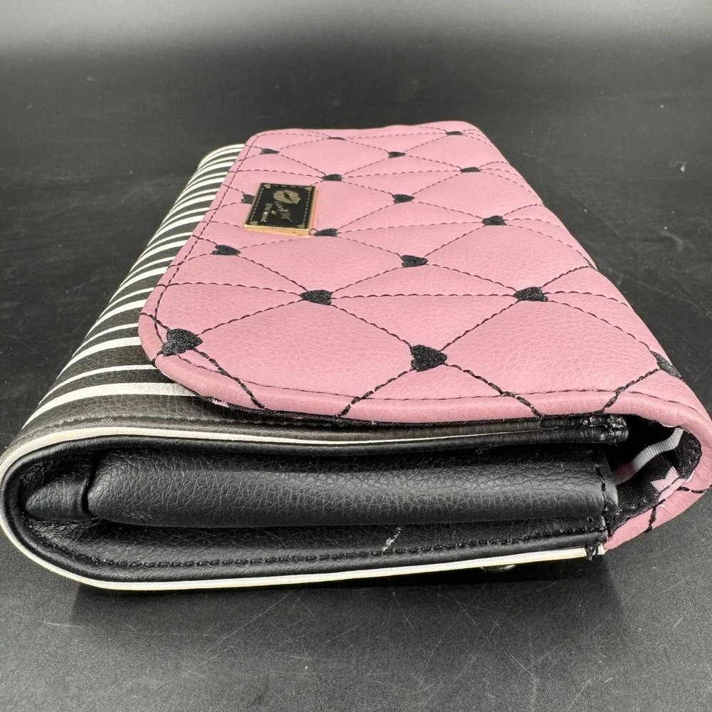 Luv Betsey by Betsey Johnson WOMENS Pink Black White Heart Quilted Crossbody